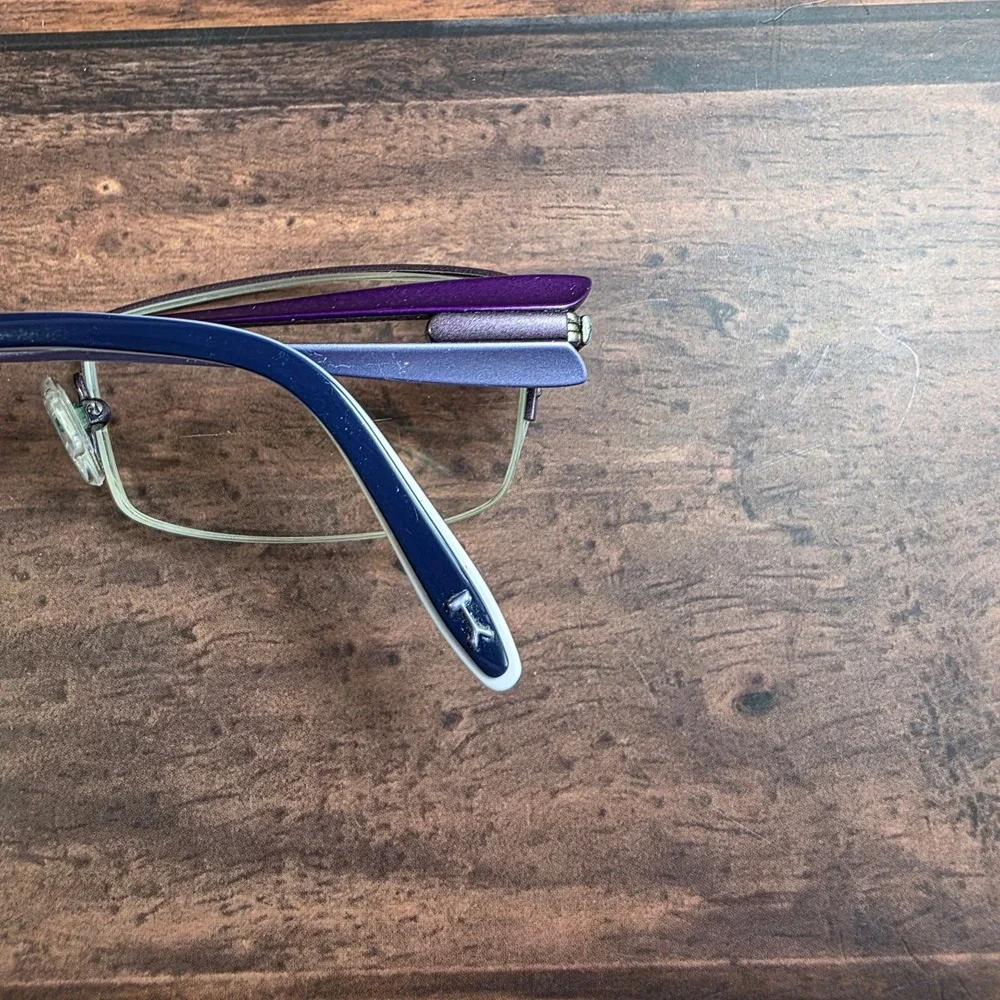 Koali Morel France 7352K Purple Blue Semi Rimless Glasses  51-17-135 FRAMES ONLY
